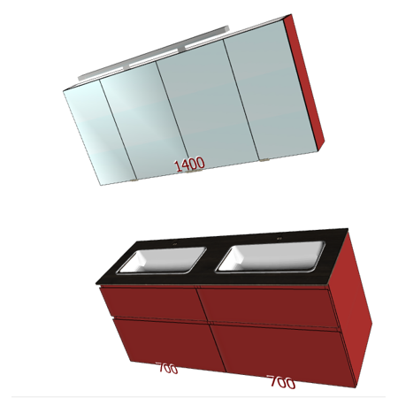 Badplanung HPL-Waschtisch auf Maß, Breite 140 cm