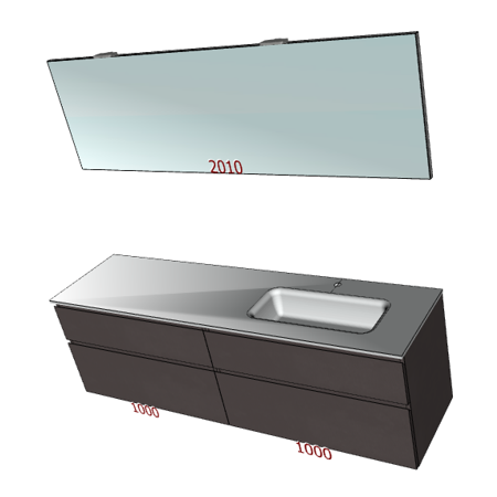 Badplanung Glaswaschtisch auf Maß, Breite 200 cm