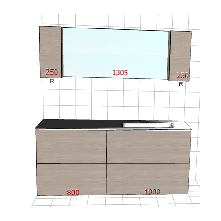 Badplanung Glaswaschtisch auf Maß, Breite 180 cm