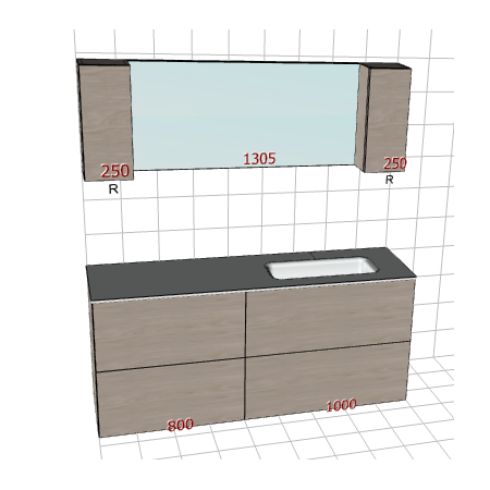 Badplanung Glaswaschtisch auf Maß, Breite 180 cm