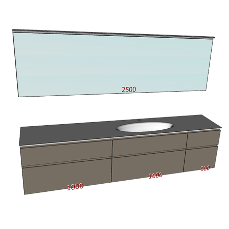 Badplanung Corian-Waschtisch auf Maß Breite 250 cm