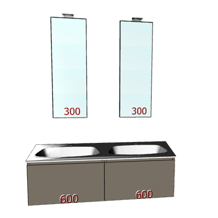 Badplanung Doppelwaschtisch 120 cm, Schubladen, 2 Spiegel auf Maß.